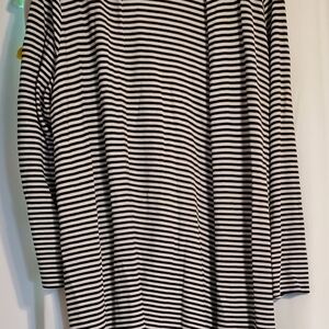 Black and White Striped Long Sleeve Knit Cardigan